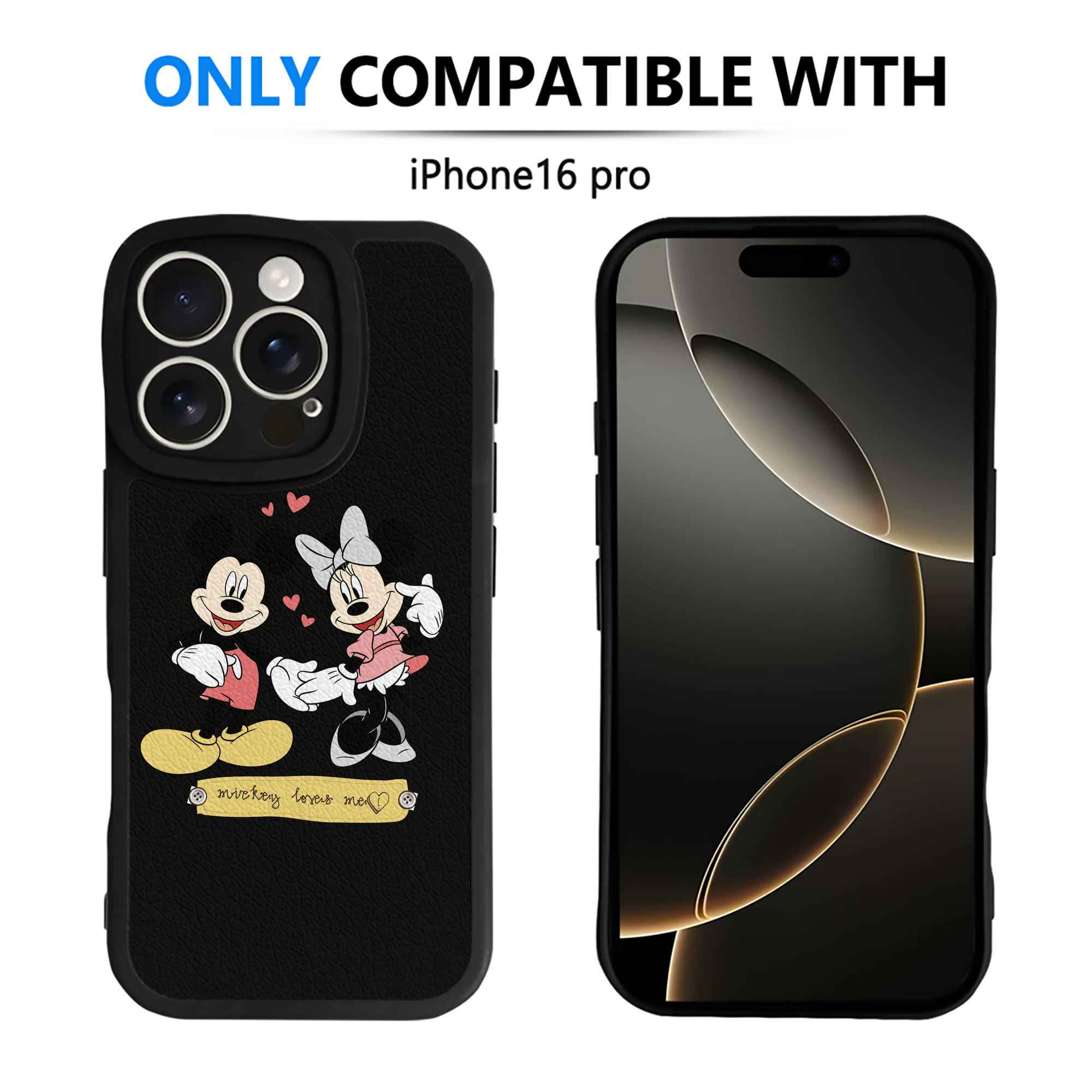 （画像用） ミッキーマウス Mickey Mouse 【iPhone 16シリーズ対応】シリコンスマホケース（レザー調） 材質：シリコン